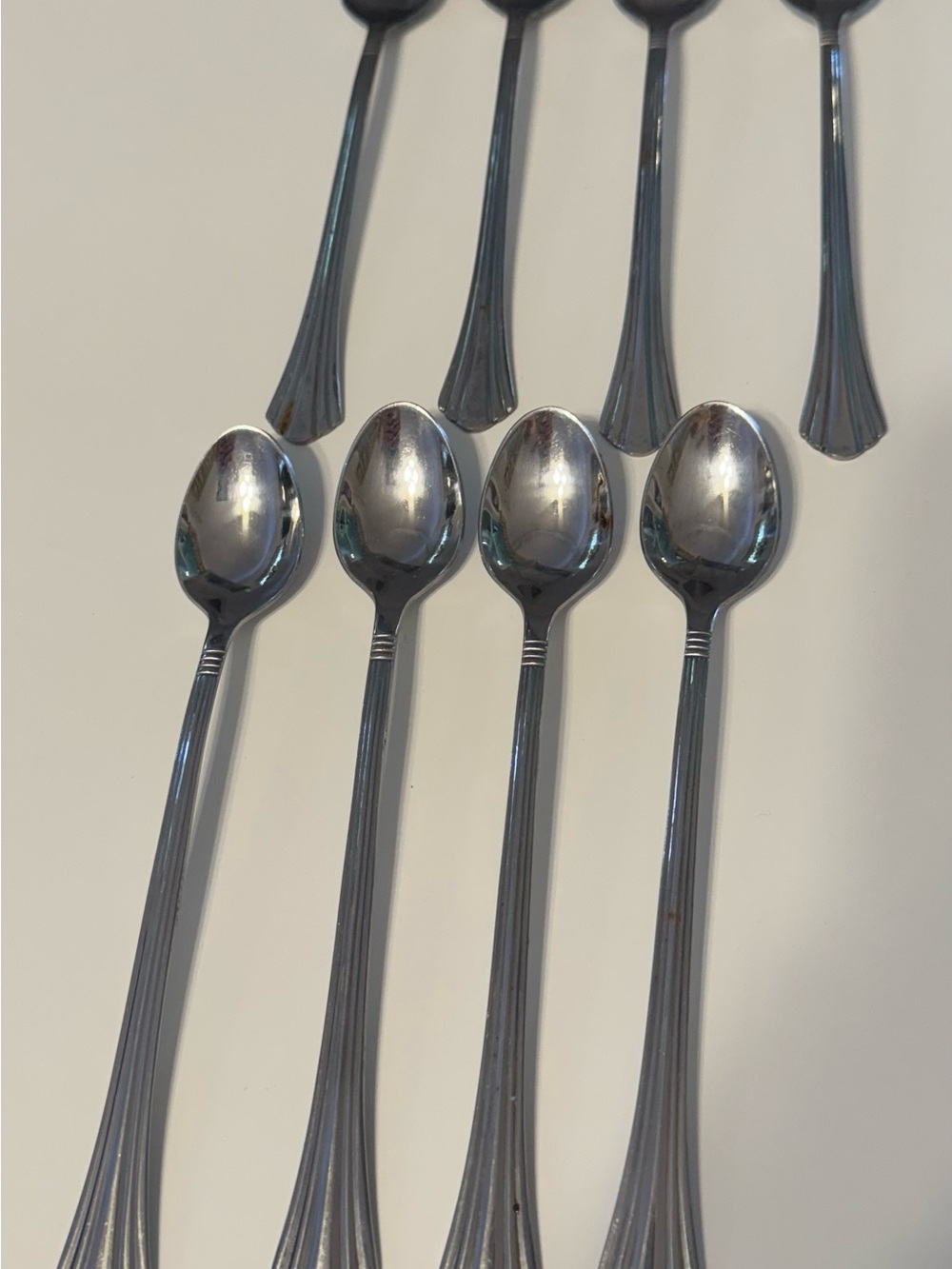 8 Dessert Spoon/ Iced Tea Spoons Set - Shiny Stainless